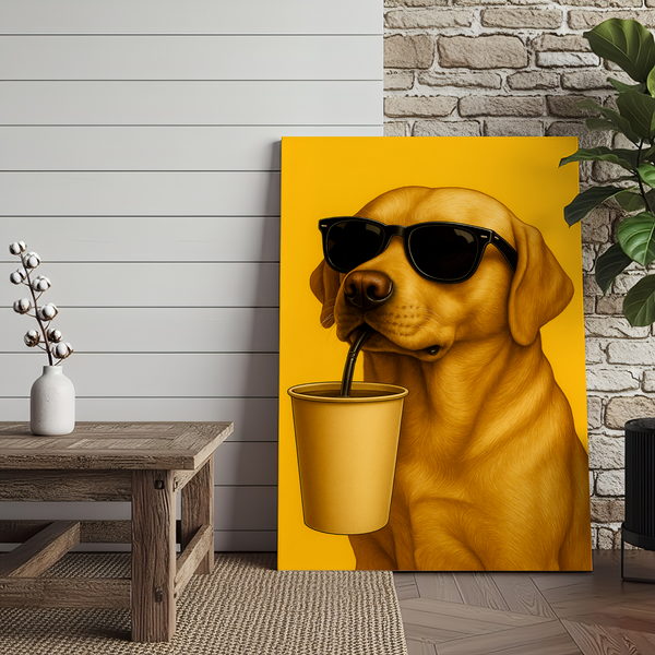 Maxcorners Dog Cool Drink 3D Wrapped Canvas