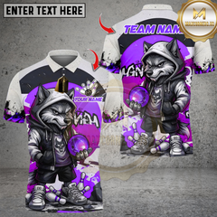 Maxcorners Cool StreetStyle Wolf With Bowling Multicolor Customized Name, Team Name 3D Shirts