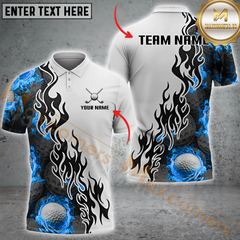 Maxcorners Ball Flame Golf Jersey Multicolor Option Customized Name, Team Name 3D Polo Shirt