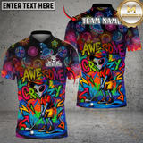 Maxcorners Alien Swing Graffiti Golf Polo Shirt, Custom Name & Team Name Golf 3D Shirts
