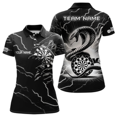 Maxcorners Custom Men's Dart Shirt – Black & White Lightning Cobra Design – Personalized Dart Team Jersey LM154