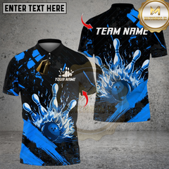 Maxcorners Bowling Flame Splash Multioptions Personalized Name, Team Name Unisex 3D Shirts