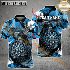 Maxcorners Darts Skull Reaper Thunder Lightning MultiColor Option Customized Name, Team Name 3D Polo Shirt