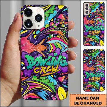 Maxcorners Bowling Graffiti Crew Abstract Pattern Personalized Name 3D Phone Case