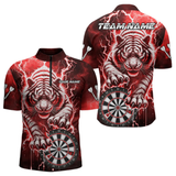 Maxcorners Personalized Thunder Lightning Tiger Dart Shirts For Men Custom 3D Dart League Team Jersey|Red LM064