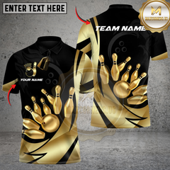 Maxcorners Bowling and Pins Luxe Lane Multicolor Customized Name, Team Name 3D Shirts
