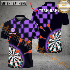 Maxcorners Darts Checkerboard Mutilcolor Option Customized Name, Team Name 3D Polo Shirt
