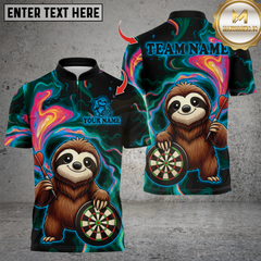 Maxcorners Darts Sloth With Dartboard Multicolor Customized Name, Team Name 3D Shirts