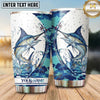 Maxcorners Fishing Tumbler White Blue Abstract Ink Splash Design Personalized Name Tumbler (13 Species)