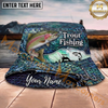 Maxcorners Fishing Blue Scale Angler Personalized Name 3D Bucket Hat (12 Fish Species)