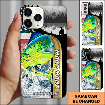 Maxcorners Mahi-Mahi Fishing Patriotic Water Splash Personalized Name 3D Phone Case