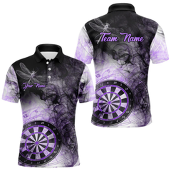 Maxcorners Black And Purple Smoke Dart Shirt For Men Custom Dart Jersey Polo & 1/4 Zip LM054