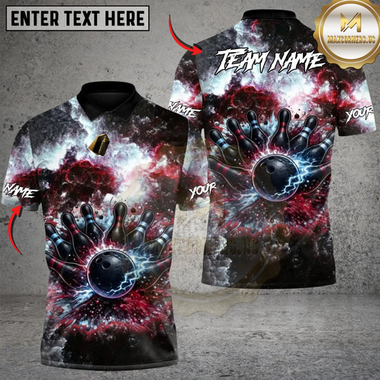 Maxcorners Bowling Cosmic Galaxy Strike Multicolor Customized Name Team Name 3D Shirts