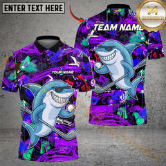 Maxcorners Shark Swing Graffiti Golf Polo Shirt, Customized Name & Team Name 3D Shirts (4 Colors)