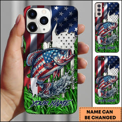 Maxcorners Crappie Fishing Phone Case Jump Grass Water Scene Personalized Name Phone Case