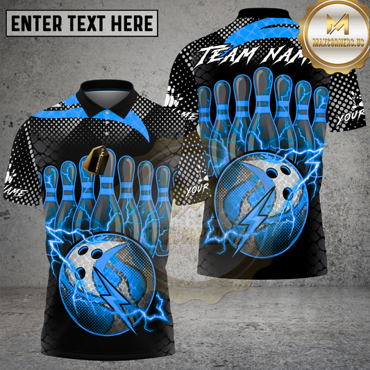 Maxcorners Bowling Lightning Ball Electric Strike Multicolor Options Personalized Name, Team Name 3D Shirt (4 Colors)