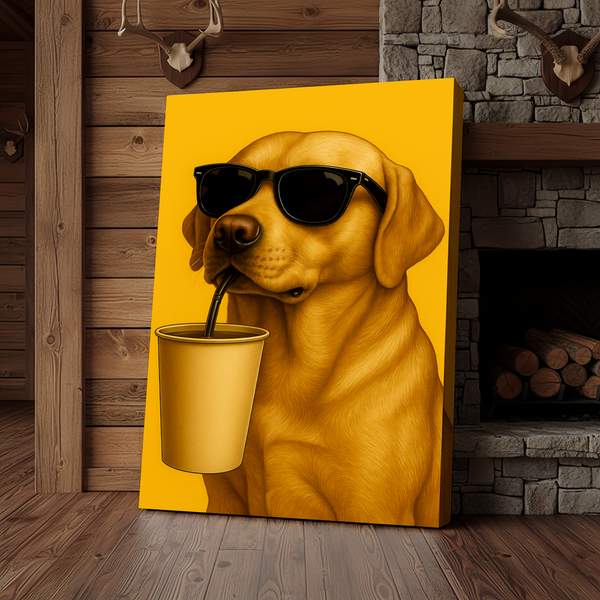 Maxcorners Dog Cool Drink 3D Wrapped Canvas