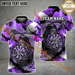 Maxcorners Darts Skull Reaper Thunder Lightning MultiColor Option Customized Name, Team Name 3D Polo Shirt