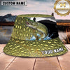 Maxcorners Fishing Lightning Storm Fishing with Dramatic Graphic Personalized Name 3D Bucket Hat (13 Fish Species)