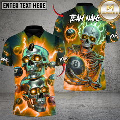 Maxcorners Skullstrike Lightning Billiards Multicolor Customized Name, Team Name 3D Shirt