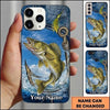 Maxcorners Fishing Blue Ocean Wave Hook Customized Name 3D Phone Case