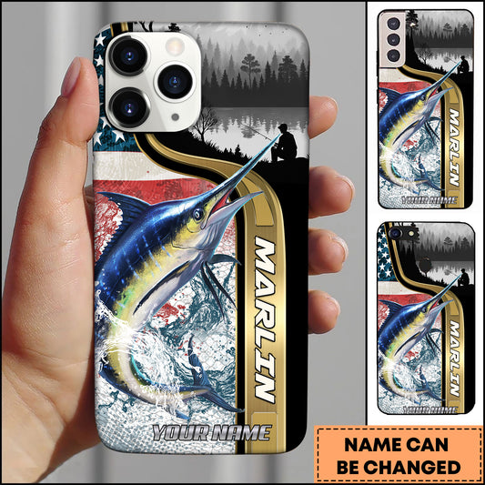 Maxcorners Marlin Fishing Deep Sea Lake View Personalized Name 3D Phone Case