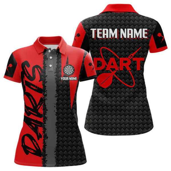 Maxcorners Men's Custom Dart Shirt - Maroon & Black Pattern With Bold Darts | Personalized Name LM2404