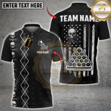 Maxcorners Billiards Skull and Black Flag with Triangle Rack Personalized Name 3D Unisex Shirt