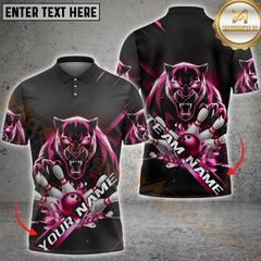 Maxcorners Bowling Panther Strike Multicolor Customized Name, Team Name 3D Polo Shirt