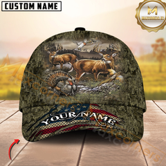 Maxcorners Whitetail Deer & Turkey Hunting Scene Personalized Hat 3D Printed Multicolor