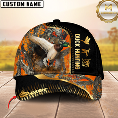 Maxcorners Golden Hunting Orange Camouflage Personalized Name 3D Cap (Deer/Moose/Boar/Duck)