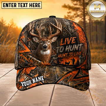 Maxcorners Deer Hunting Orange Leaves Forest Camo Personalized 3D Cap