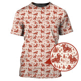 Maxcorners Christmas Golf Shirt, Dachshund Golf Shirt For Men, Pattern Golf Shirt, Toile De Jouy Shirt For Golfer