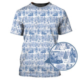 Maxcorners Christmas Golf Shirt, Pattern Golf Shirt For Men, Toile De Jouy Shirt, Jesus Golf Shirt For Golfer