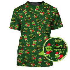 Maxcorners Funny Pattern Golf Shirt, Pug Golf Shirt For Men, Pugrinch Golf Shirt For Golfer