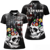 Maxcorners Personalized Skull Us Flag Billiard Team Jersey Billiard Shirts For Men Polo & 1/4 Zip LM283