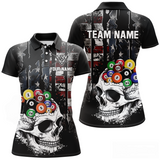 Maxcorners Personalized Skull Us Flag Billiard Team Jersey Billiard Shirts For Men Polo & 1/4 Zip LM283
