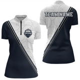 Maxcorners Dark Blue Bowling Custom Men Bowling Shirt Polo & Quarter-Zip Bowling Team Jerseys