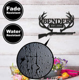 Maxcorners Personalized Metal Sign WITH LED/WITHOUT LED – Deer Antler Hunting Wall Decor with Rifle – Custom Rustic Cabin Sign for Hunters LM0110