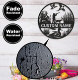 Maxcorners Personalized Metal Sign WITH LED/WITHOUT LED – Duck Hunting Scene with Dog and Hunter – Custom Rustic Wall Decor for Cabin and Lodge LM0110