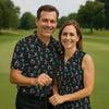 Maxcorners Stick Figure Golf Pose St Patrick's Day Shamrock Black Golf Shirt, Polo Shirts For Men, Golf Shirts For Men