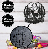 Maxcorners Personalized Metal Sign WITH LED/WITHOUT LED – Deer and Forest Silhouette Wall Art – Custom Rustic Cabin and Lodge Hunting Decor LM0110