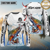 Maxcorners Fishing White Black Curve Pattern Design Custom Name & Team Name 3D Shirts