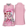 Maxcorners Just A Girl Who Loves Golf And Wine Custom Womens Golf Polo Shirt, Womens Golf Gifts