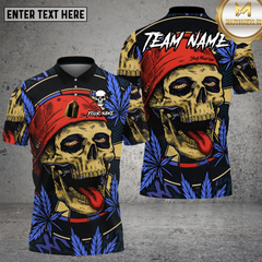 Maxcorners Skull Weed Shirt Red Beanie High Skull Art Multioptions Personalized Name, Team Name Unisex 3D Shirt (4 Colors)