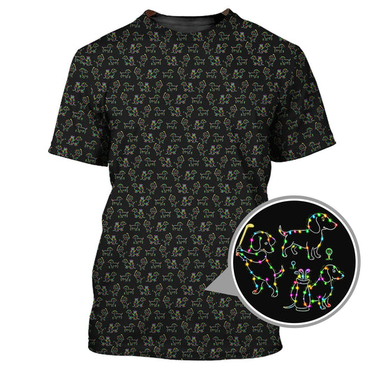 Maxcorners Dachshund Golf Shirt For Golfer, Funny Christmas Golf Shirt, Crazy Pattern Golf Shirt For Men