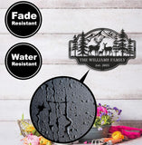 Maxcorners Personalized Deer Family Metal Sign WITH LED/WITHOUT LED - Rustic Cabin Wall Decor, Custom Name Hunting Lodge Sign LM0110