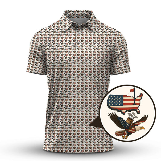Maxcorners American golf shirt, USA Golf Shirts For Golfer, Pattern Golf Shirt, Men Golf Gift