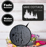 Maxcorners Personalized Forest Metal Sign WITH LED/WITHOUT LED - Rustic Cabin Name Sign With Pine Trees, Wall Art for Lodge & Home LM0110