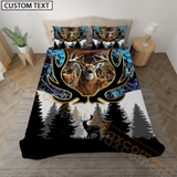 Maxcorners Deer Hunting Blue Camouflage Forest Pattern Bedding Set 3D All Over Printed